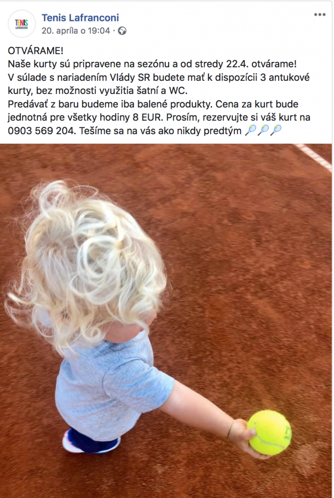 KORONAVÍRUS TENIS OTVORENIE